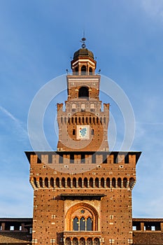 One of the towers of the Sforza Castle in Milan