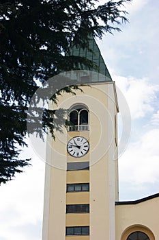 One of the towers at St. James Church in Medjugorje
