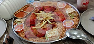 one tray of delicious Arabic style mandhi rice