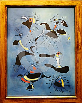 Photo of the original painting: `Birds and Insects` by Joan Miro
