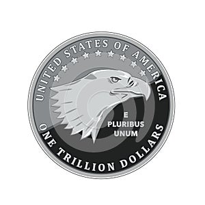 One Trillion Dollar Coin of United States of America Isolated