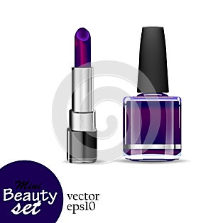 One tube lipstick and one bottle nail polish are saturated dark blue color