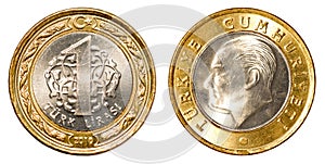 Jeden turečtina líra mince 