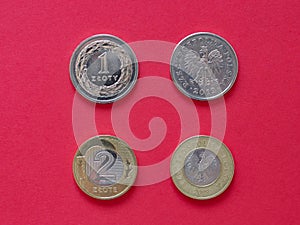 One and Two Polish Zloty coins, Poland