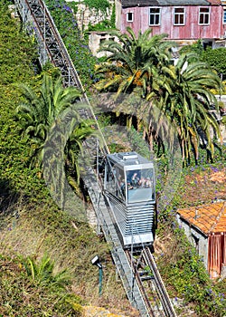 Guindais Funicular Railway Car, Porto, Portugal.