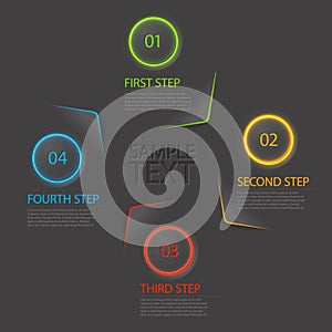 One two three four - flat vector progress icons for four steps