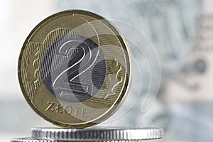 One two-zloty coin, PLN currency