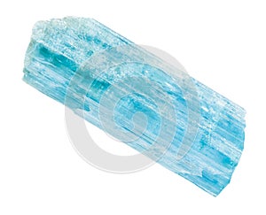 one unpolished aquamarine crystal isolated