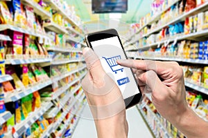 One using smartphone for e-commerse