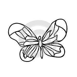 One vector scary butterfly halloween.Simple illustration of black line elements hand drawn