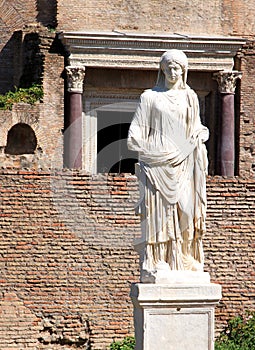 One of the vestal virgins in Roman Forum, Rome, Italy