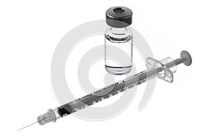 One vial with hypodermic needle photo