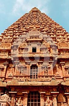 One of the view of main tower in the ancient Brihadisvara Temple in Thanjavur, india.