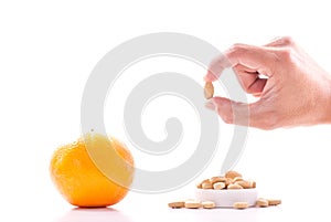 One Vitamin C Tablet for One Orange