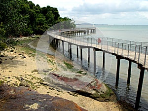 One of the walkways that run along the coast of Pulau Ubin, Singapore