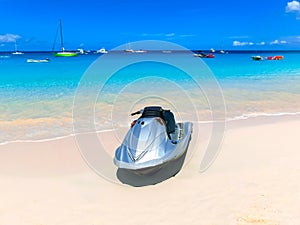 The one water motorcycle at the beach of sea photo