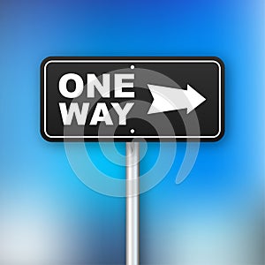 One way. Black icon on white backdrop. Safety concept. Arrow icon. Information sign. Vector stock illustration