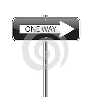 One way black traffic sign