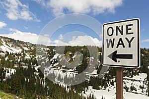 One Way Drive in Mt Rainier National Park in Washington state