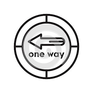 One way icon vector sign and symbol isolated on white background, One way logo concept