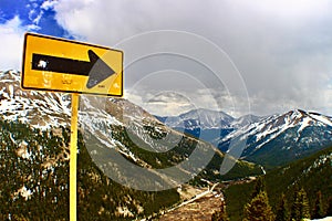 One way. Independence Pass, Rocky Mountains , Colorado.