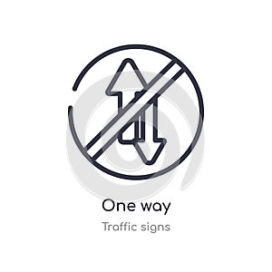 one way outline icon. isolated line vector illustration from traffic signs collection. editable thin stroke one way icon on white