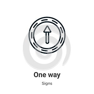 One way outline vector icon. Thin line black one way icon, flat vector simple element illustration from editable signs concept