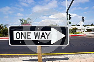 One way road sign