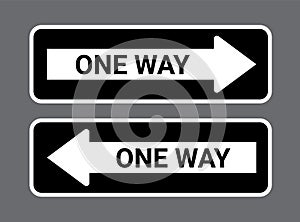 One way road sign. Traffic direction vector arrow board one way sign.