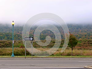 One Way sign on empty road