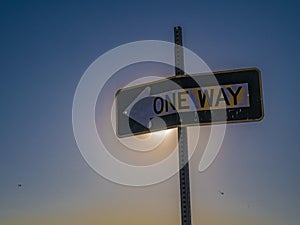 One way sign in Las Vegas, Nevada, United States of America.