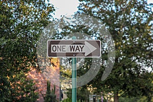 One way street, an informative sign.