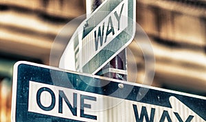 One Way street sign in New York City