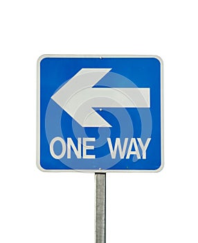 One way traffic sign isolated