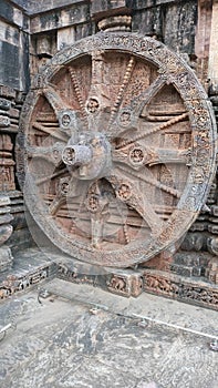 One of the wheel from 24 at Konark Sun Temple from the back side - a UNESO World Heritage Site