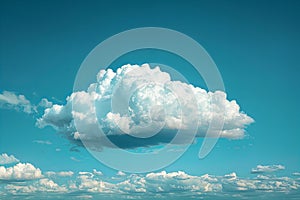 One white cloud floating in the sky, simple blue background