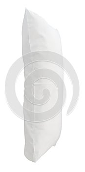One white pillow after use in stack isolated on white background with clipping path