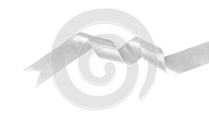 One white satin ribbon isolated on white