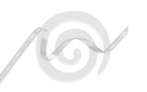 One white satin ribbon isolated on white