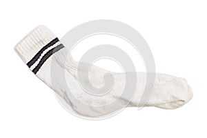 One white tennis sock isolated on white