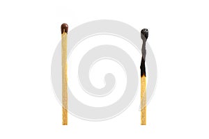 one whole and one burned match