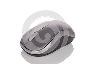 One wireless computer mouse, macro, isolated on white background.