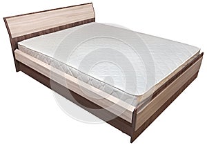 One wooden king size bedstead with innerspring mattress, on wh