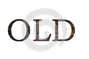One-word old text on a white background