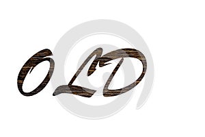 One-word old text on a white background