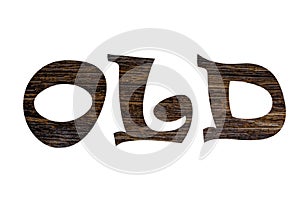One-word old text on a white background