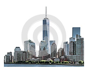 One World Trade Center and high-rise building isolated with clipping path