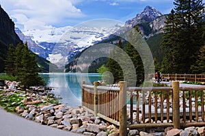 One of the worlds most beautiful lake `Lake Louise` in Banff national park, located in Canadian Rockies in Alberta Canada