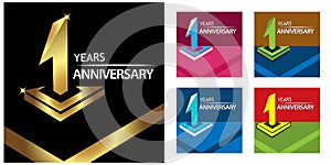 One year anniversary golden. anniversary template design for web, game ,Creative poster, booklet, leaflet, flyer, magazine, invita