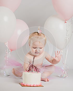 One Year Old Birthday Portraits with Smash Cake